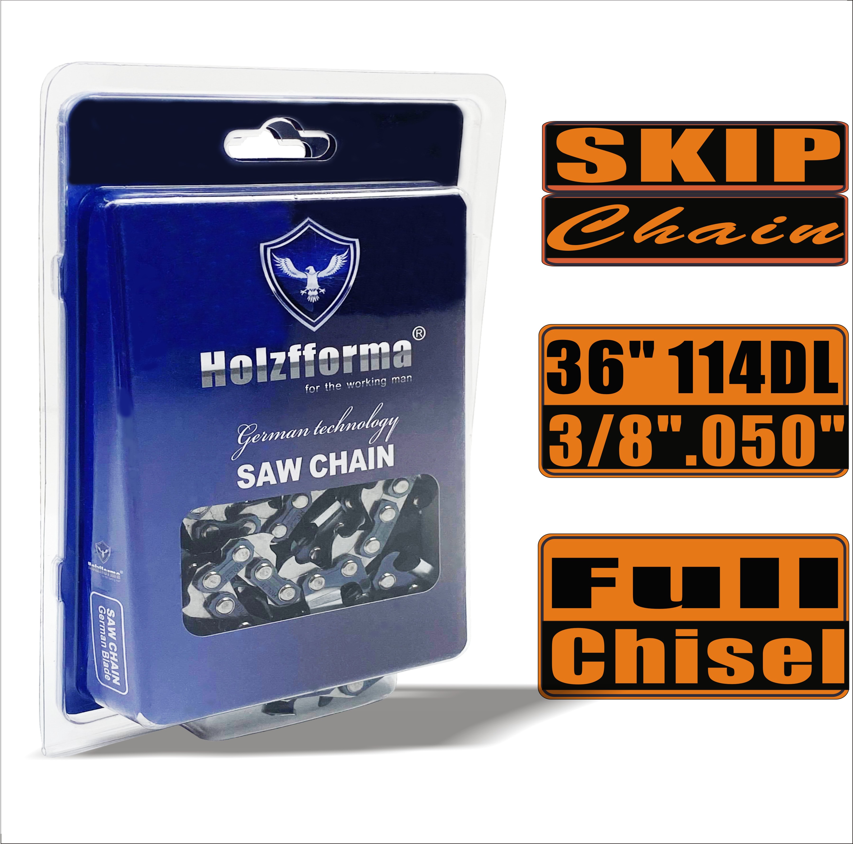 Holzfforma® Skip Chain Full Chisel 3/8'' 0,050'' 36 дюймов 114DL цепи для Бензопилы Высококачественные немецкие лезвия и звенья