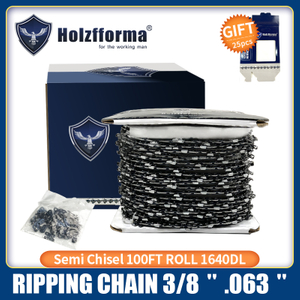 Holzfforma® 100FT Roll 3/8' 0,063'' Полудолотило для продольной пилы с 40 наборами подходящих соединительных звеньев и 25 коробками