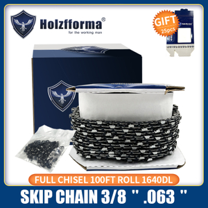 Holzfforma® 100FT Roll 3/8' 0,063'' Пильная цепь со скиповым долотом, 40 комплектов подходящих соединительных звеньев и 25 коробок